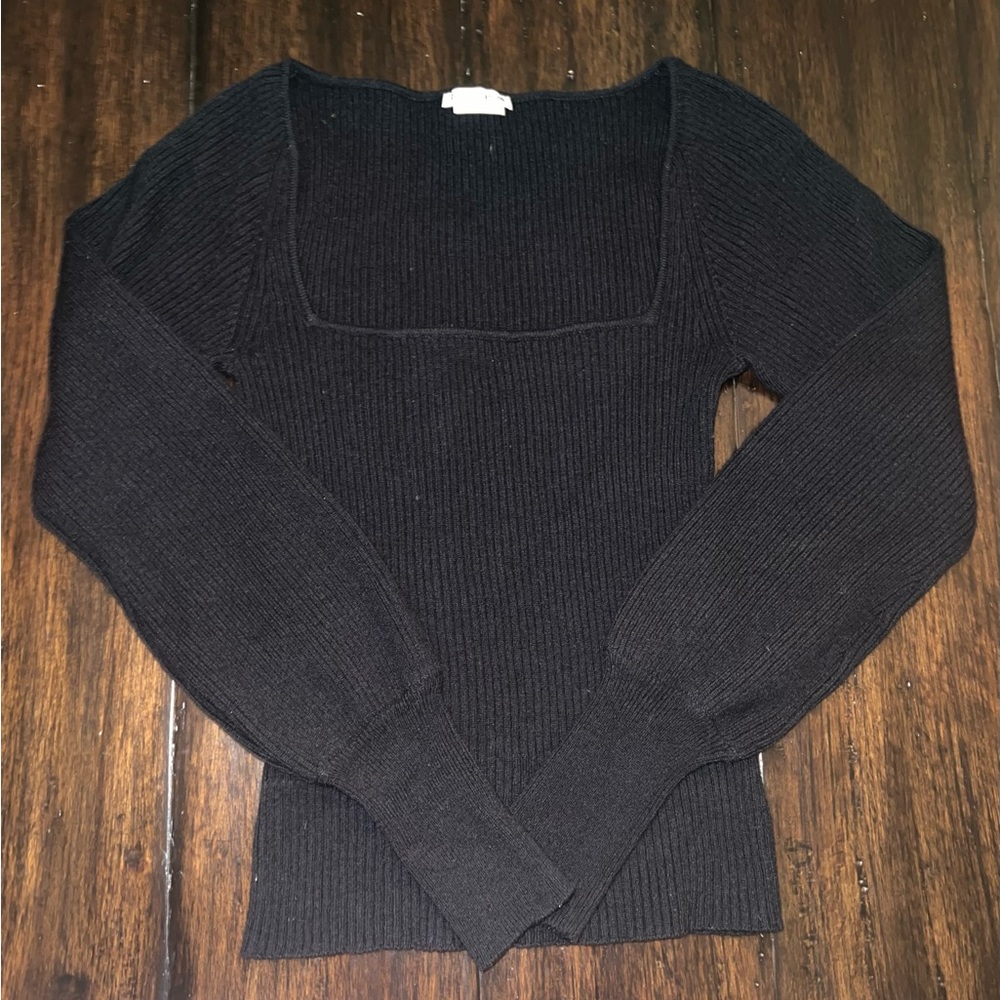 Reformation Ribbed Square neck Sweater in Black - size S